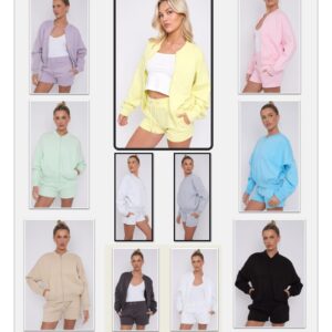 bomber style zip top and shorts set